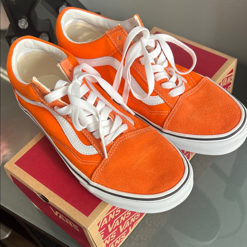 Vans Orange and White Women's Shoes